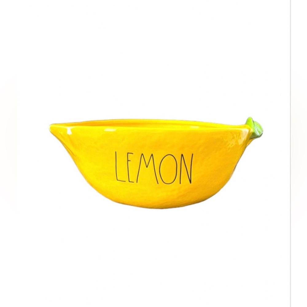 Unique Rae Dunn Artisan Collection Large Yellow Lemon Bowl with Leaf